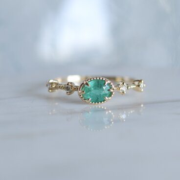 エメラルド＆ダイヤモンド リング / K10YG【1点限り】