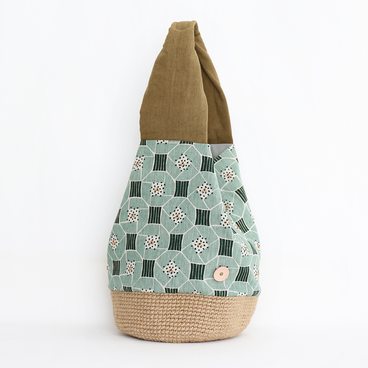 麻クロッシェのかごバッグ_L "flower_SG"