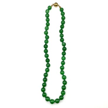 天然石 グリーンカラージェード ネックレス 8mm珠 マグネットクラスプ
