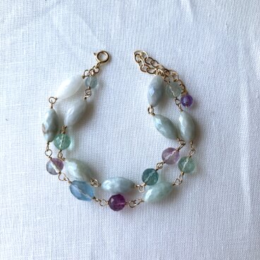 アクアマリンとフローライトのブレスレット