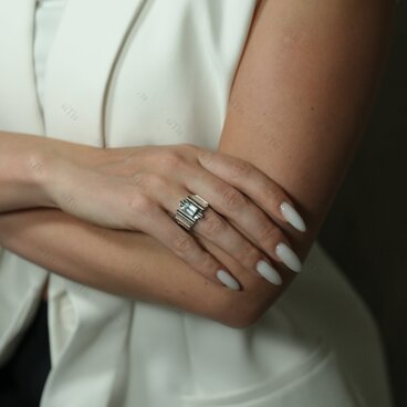 ハンドメイドのシルバーリング  Skalisto Wide トパーズ