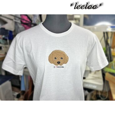 プードルのもこもこアップリケTシャツ★サイズL