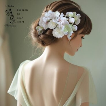 ⋆4点set⋆ 淡いろピオニー・マム ヘッドドレス《ワイヤー入りピック》