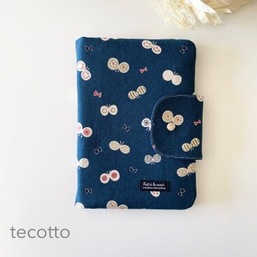 北欧柄ちょうちょ マルチケース 母子手帳ケース　【ネイビー】 S.M.Lサイズ用あり