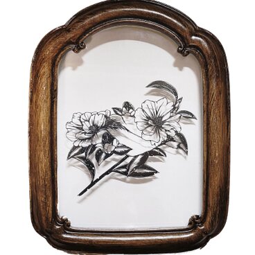 ハサミ切り絵原画 山茶始開 【額装済】