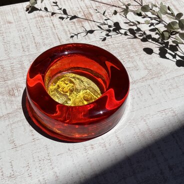 北欧＊エリック・ホグラン／鮮やかな赤のアッシュトレイ/ヴィンテージガラス