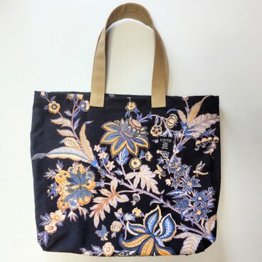 ★インド、本場ブロックプリント（手押し）のトートバッグ★大容量★裏地なし★