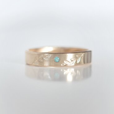 パライバトルマリン オリーブリーフ フラットリング 14kgf ピンキーリング対応  10月誕生石 ご褒美 ギフト