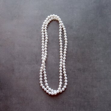 Pearl Necklace 80cm／パールロングネックレス・オールノット（White）