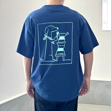 『2025新作』【ユニセックス】コラボプリント リラックスフィットTシャツ 5色展開【ブルー】