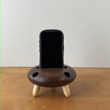 木製スマホスピーカースタンド Woo-fo【ブラックウォールナット】