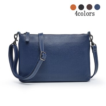 イタリアンレザー サコッシュ  レディース 斜めがけ 軽量  ミニショルダー ネイビーブルー　W08