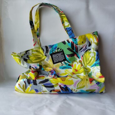 ★一点物★ビビッドなトートバッグ★横型Lサイズ★裏地あり★
