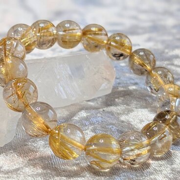 ゴールドルチルクォーツブレスレット　16cm 11mm