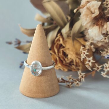 【1点もの】パライバクォーツ/ギラライトインクォーツ/水色/透明/くらげ/覆輪/silver925/リング【11号】