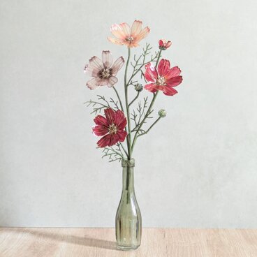 コスモスのインテリアフラワー｜透明感で秋を彩るディップフラワーの造花（3本セット）