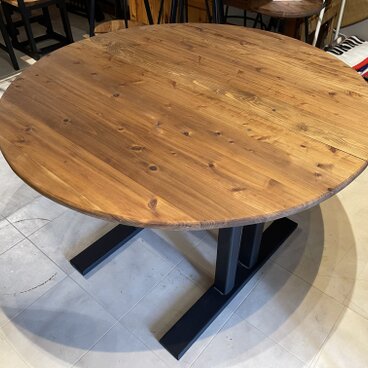 hotaru　丸テーブル　机　お洒落　男前家具　棚付き　リビング　ダーク　ブラック　天然木　無垢材　オーダー可　のコピー