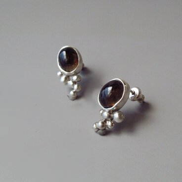 スモーキークォーツのシルバーピアス