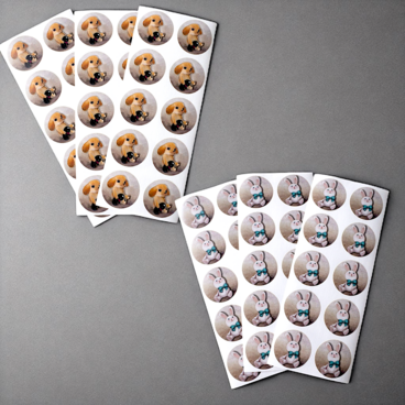 丸型/35mmイラストシール2種類(各種30枚)