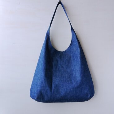 【一点物】デニムのしずく型ワンショルダー ブルー