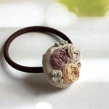 *Always*くるみボタンの小花ヘアゴム②