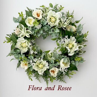 クリスマスローズのホワイトグリーンリース