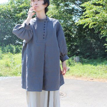リネン　チュニック　体型カバー