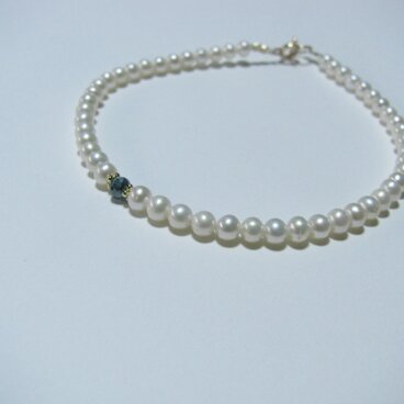 k10YG*ブルーダイヤと淡水パール（AAA）ブレスレット