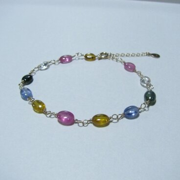 k10YG*高品質マルチカラーサファイアのブレスレット