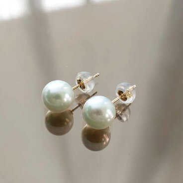 K18 無調色アコヤ真珠 一粒ピアス（約7.7ｍｍ）