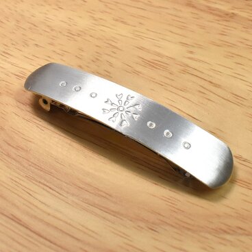 花模様 シルバーバレッタ Sサイズ