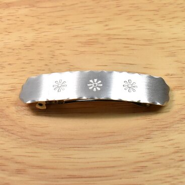 3つの花模様 シルバーバレッタ Sサイズ
