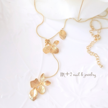 送料無料◆flower&leaf 〈日本製真鍮〉ロングネックレス ネックレス