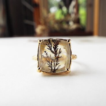 【一点物】デンドリティッククォーツのリング（羽）