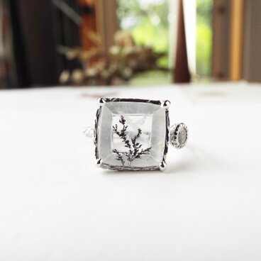 【一点物】デンドリティッククォーツ＆ジルコンのリング（薄氷No.6）