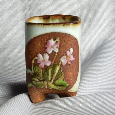 ♥冬柴文廣　露光窯　釉描彩　露草　花瓶　共箱付き　骨董　古玩 ♥冬柴文廣 露光窯 釉描彩 露草 花瓶 共箱付き 骨董 古玩