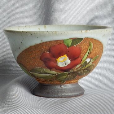 ♥冬柴文廣　露光窯　釉描彩　露草　花瓶　共箱付き　骨董　古玩 陶芸ZANMAI－現代陶人名鑑：冬柴 文廣
