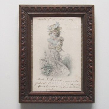 『貴婦人と犬』CARTE POSTALE フランスアンティークポストカード