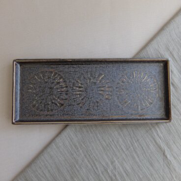 孔雀　切立三品長皿　花火