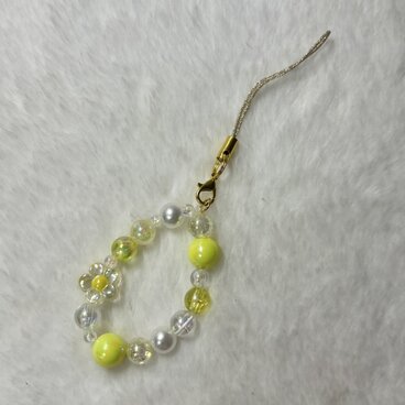 イエロー系ビーズストラップ