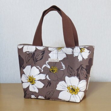 ミニトートバッグ★花柄（ブラウン）