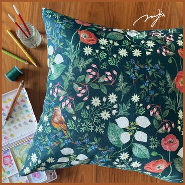 ﾐ ｻ ﾄ ﾉ ﾓ ﾘ｜絵やお花を飾るように愛用したいクッションカバー（キャンバス綿100・45cm）｜月末〆受注