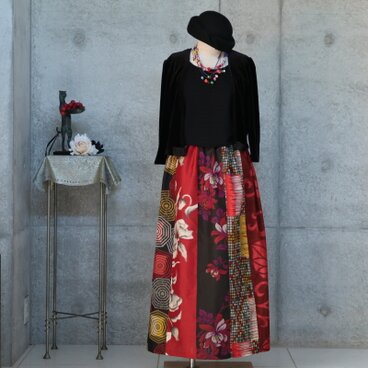 銘仙のスカート 　　着物リメイク