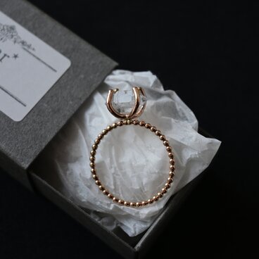 14kgfハーキマーダイヤモンドリング dot  feather