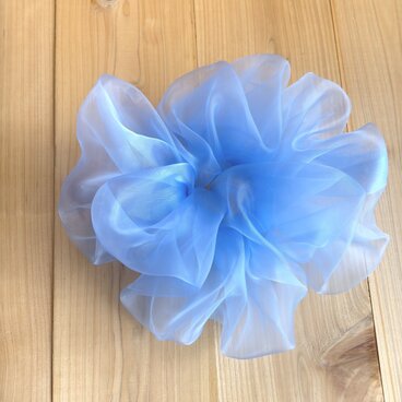 グラスシャンブレー　ボリュームシュシュ　BIGサイズ　スカイ