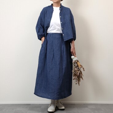 #517フリルブラウス(インディゴブルー)