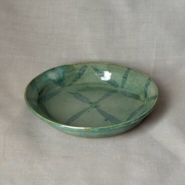 スリップ模様 リム付中皿