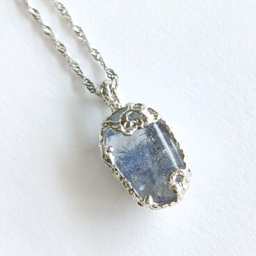 ［SV925］Ranka-藍華- デュモルチェライトインクォーツネックレス　 グランディディエライト　ハワイアンジュエリー　鎚目