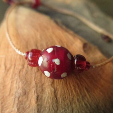 アンティーク　金赤スカンク　＋　シードビーズ　ブレスレット　百世 momotose（西）