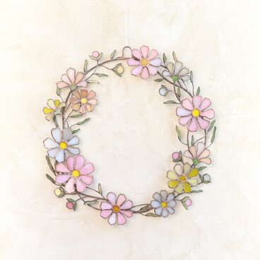 ９月・コスモス ＜12ヶ月のリース＞ ✣《 ステンドグラス 》